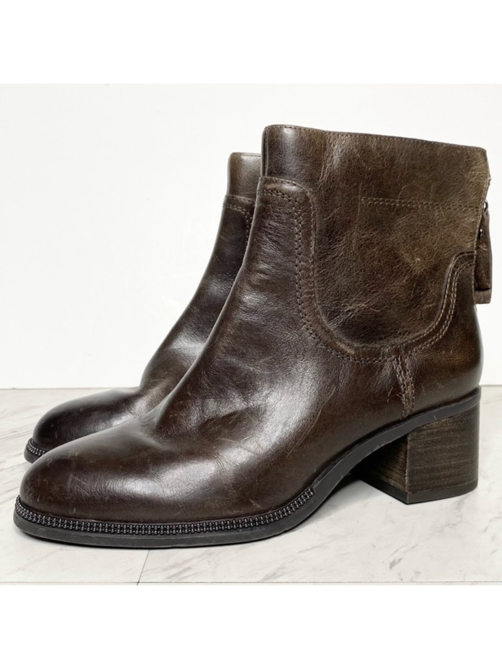 Franco Sarto Liliana Brown Leather Bootie 6 1/2